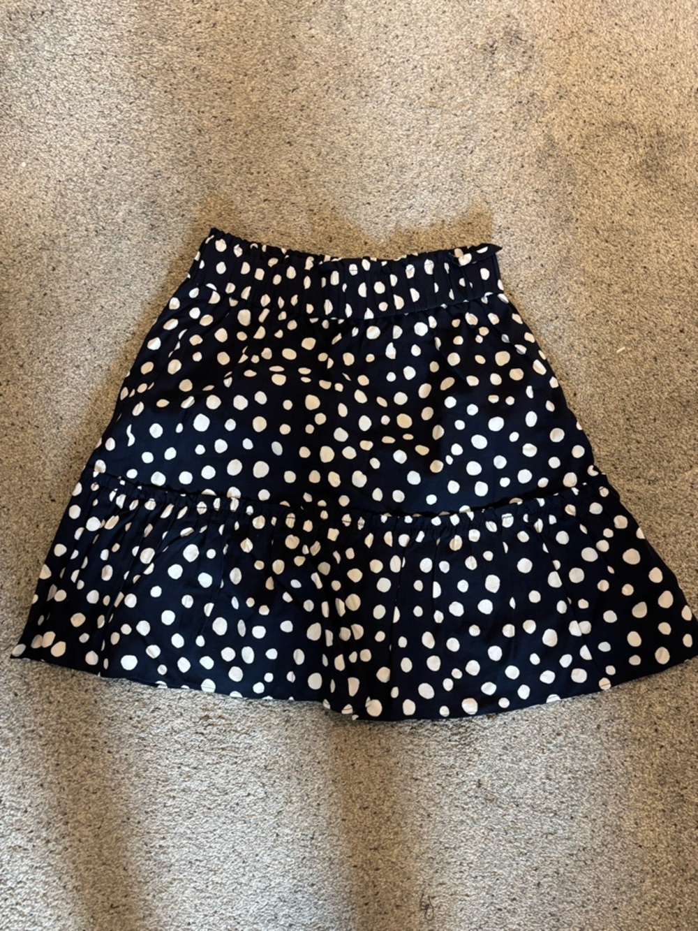 LOFT Navy and White Polka Dot Tiered Mini Skirt